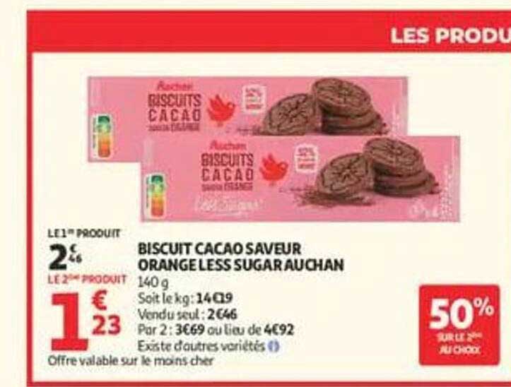BISCUIT CACAO SAVEUR ORANGE LESS SUGAR AUCHAN