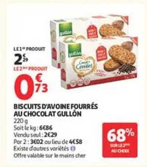 BISCUITS D'AVOINE FOURRÉS AU CHOCOLAT GULLÓN
