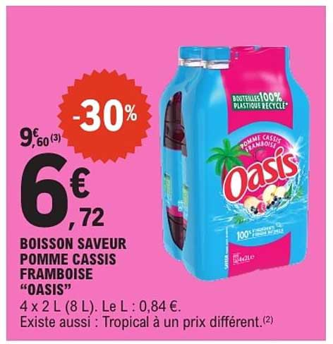 BOISSON SAVEUR POMME CASSIS FRAMBOISE “OASIS”