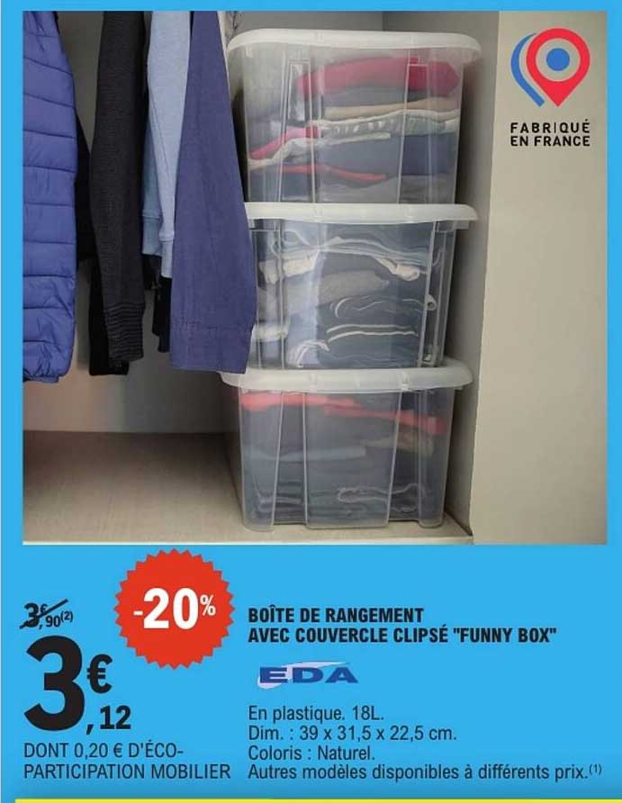 BOÎTE DE RANGEMENT AVEC COUVERCLE CLIPSÉ "FUNNY BOX"