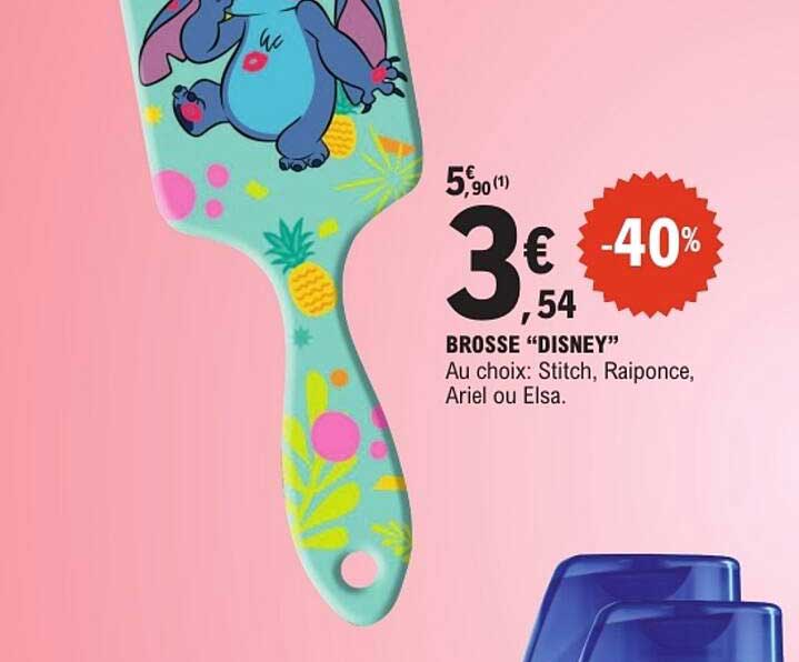 BROSSE “DISNEY” Au choix: Stitch, Raiponce, Ariel ou Elsa.