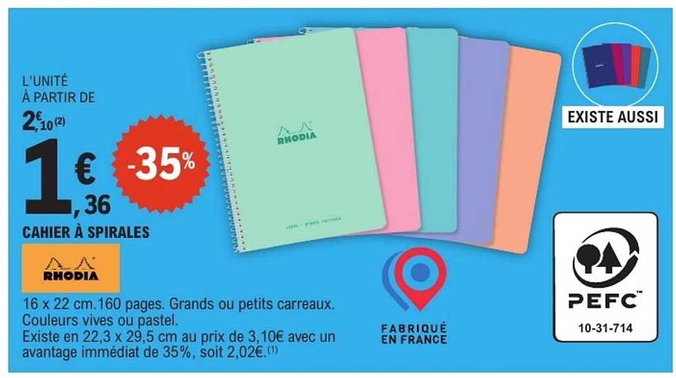 Cahier à spirales RHODIA