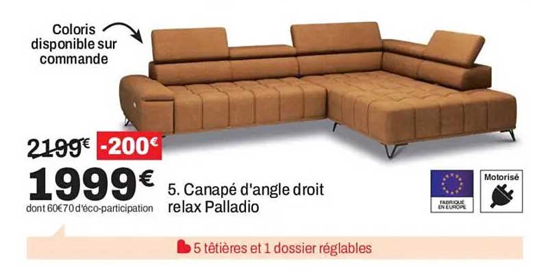 Canapé d'angle droit relax Palladio
