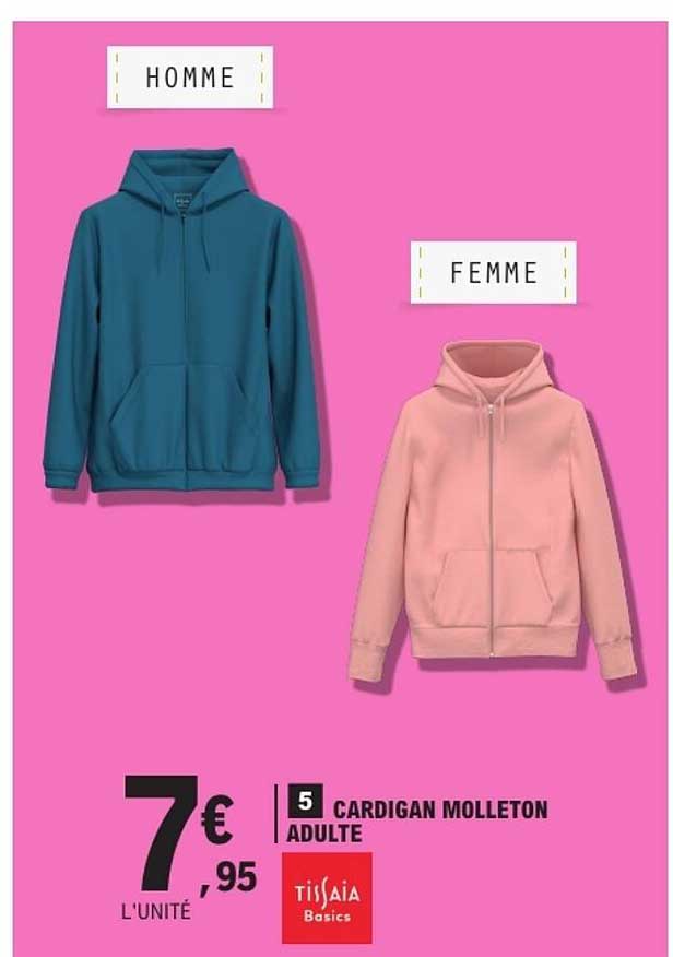CARDIGAN MOLLETON ADULTE