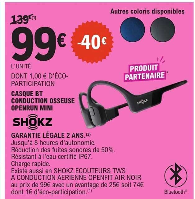 CASQUE BT CONDUCTION OSSEUSE OPENRUN MINI SHOKZ