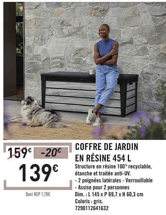 COFFRE DE JARDIN EN RÉSINE 454 L