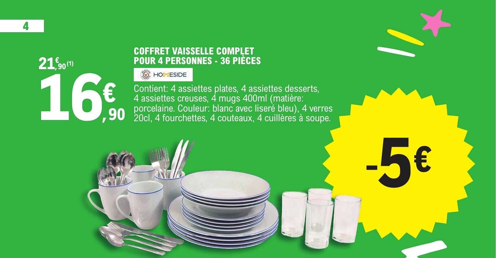 COFFRET VAISSELLE COMPLET POUR 4 PERSONNES - 36 PIÈCES