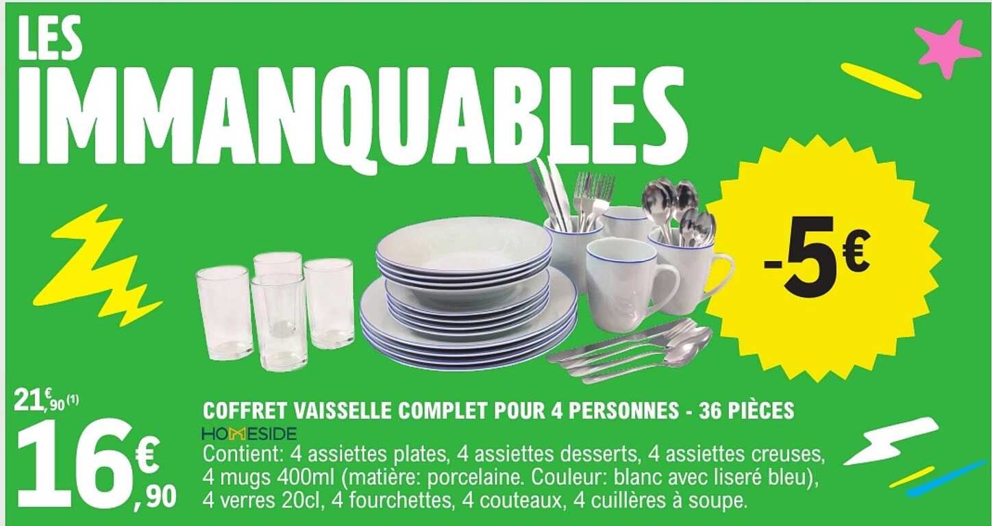 COFFRET VAISSELLE COMPLET POUR 4 PERSONNES - 36 PIÈCES