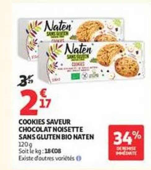 COOKIES SAVEUR CHOCOLAT NOISETTE SANS GLUTEN BIO NATEN