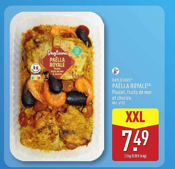 DAYLICIOUS® PAËLLA ROYALE (A) Poulet, fruits de mer et chorizo. Réf. 6733