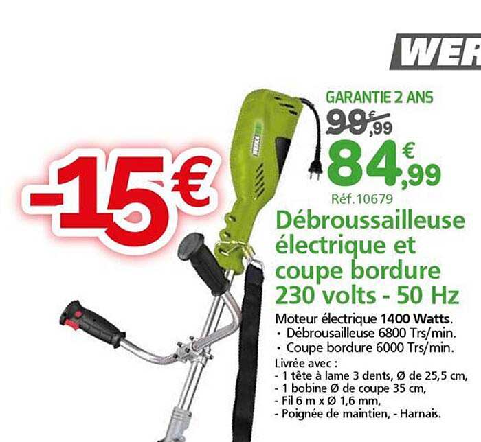 Débroussailleuse électrique et coupe bordure 230 volts - 50 Hz