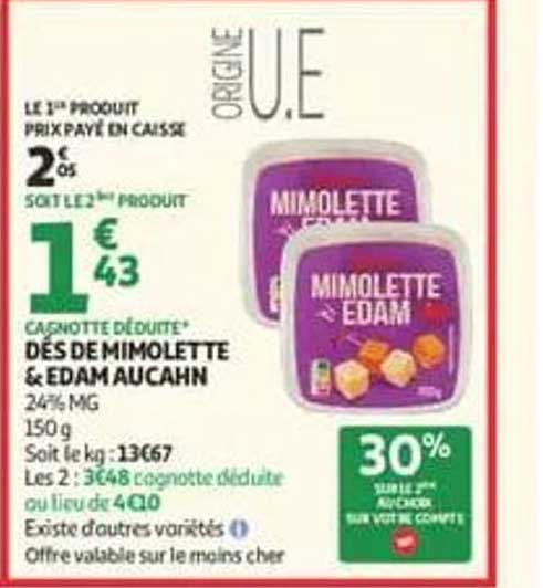 Dès de mimolette & edam Auchan