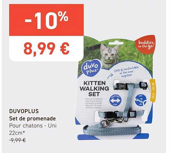 DUVOPLUS Set de promenade Pour chatons - Uni 22cm*