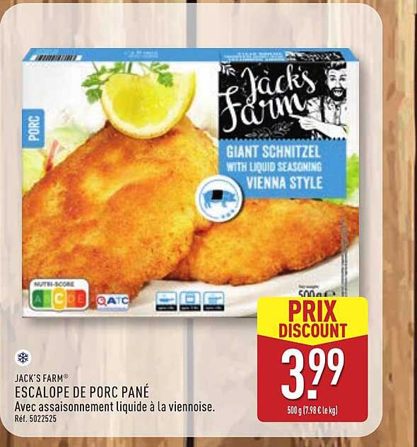 ESCALOPE DE PORC PANÉ Avec assaisonnement liquide à la viennoise.