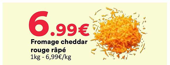 Fromage cheddar rouge râpé
