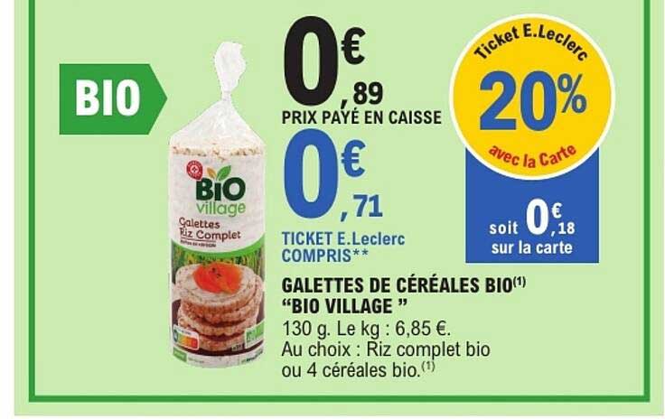 GALETTES DE CÉRÉALES BIO(1) “BIO VILLAGE”
