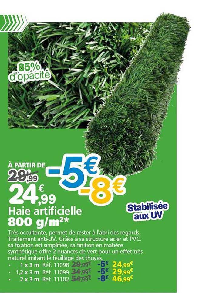 Haie artificielle 800 g/m²*