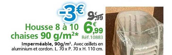 Housse 8 à 10 chaises 90 g/m²*
