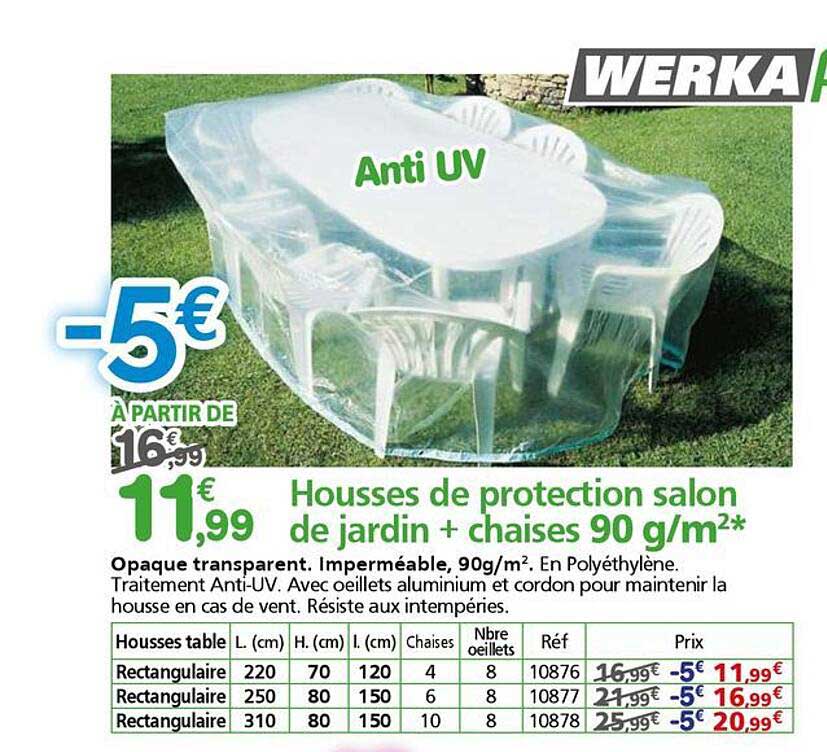 Housses de protection salon de jardin + chaises 90 g/m²*