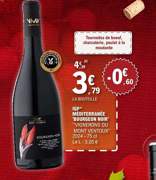 IGP* MÉDITERRANÉE 'BOURGEON NOIR' "VIGNERONS DU MONT VENTOUX" 2024 - 75 cl