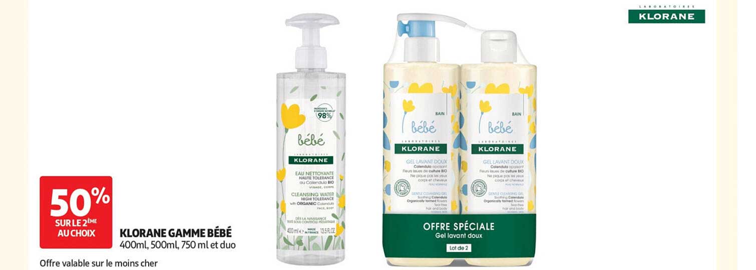 KLORANE GAMME BÉBÉ 400ml, 500ml, 750 ml et duo