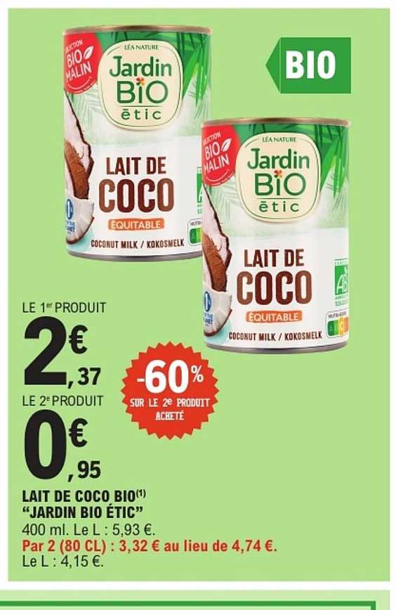 LAIT DE COCO BIO "JARDIN BIO ÉTIC"