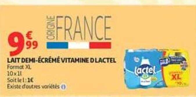LAIT DEMI-ÉCRÉMÉ VITAMINÉ LACTEL