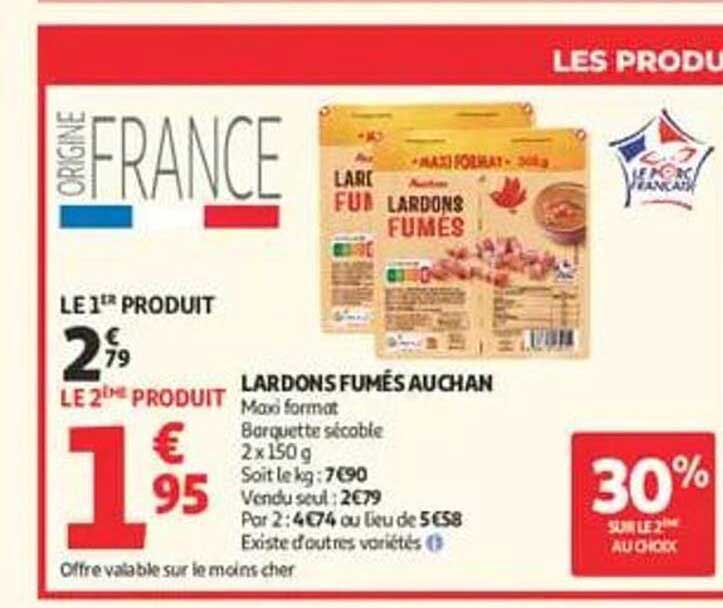LARDONS FUMÉS AUCHAN