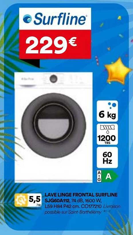 LAVE LINGE FRONTAL SURFLINE SJG60A112, 74 dB, 1600 W.