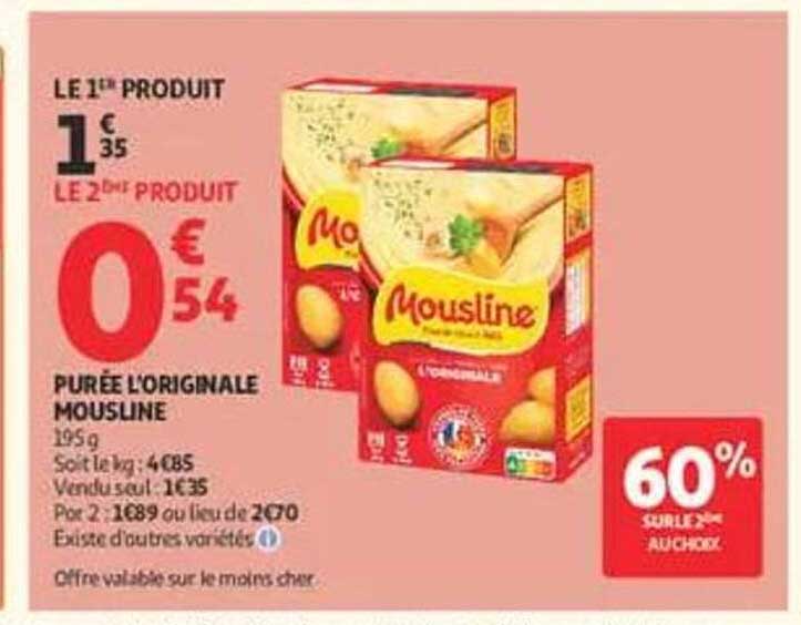 LE 1ER PRODUIT 1€35 LE 2ÈME PRODUIT 0€54