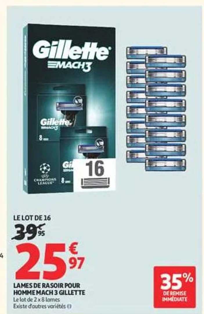 LE LOT DE 16 LAMES DE RASOIR POUR HOMME MACH 3 GILLETTE