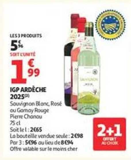 LES 3 PRODUITS 5€ SOIT L'UNITE 1€99