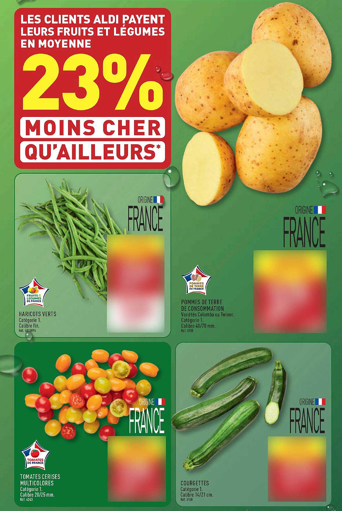 LES CLIENTS ALDI PAYENT LEURS FRUITS ET LÉGUMES EN MOYENNE 23% MOINS CHER QU'AILLEURS*