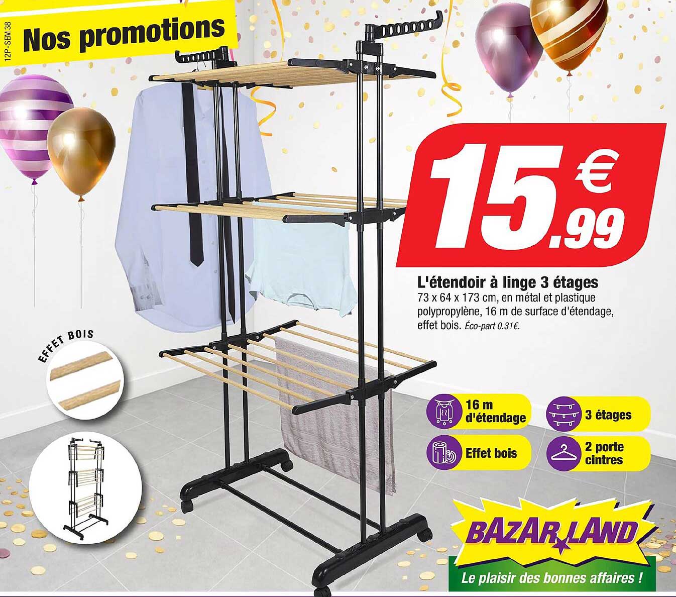 L'étendoir à linge 3 étages