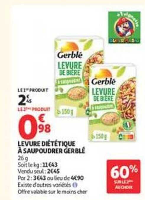LEVURE DIÉTÉTIQUE À SAUPOUDRER GERBLÉ