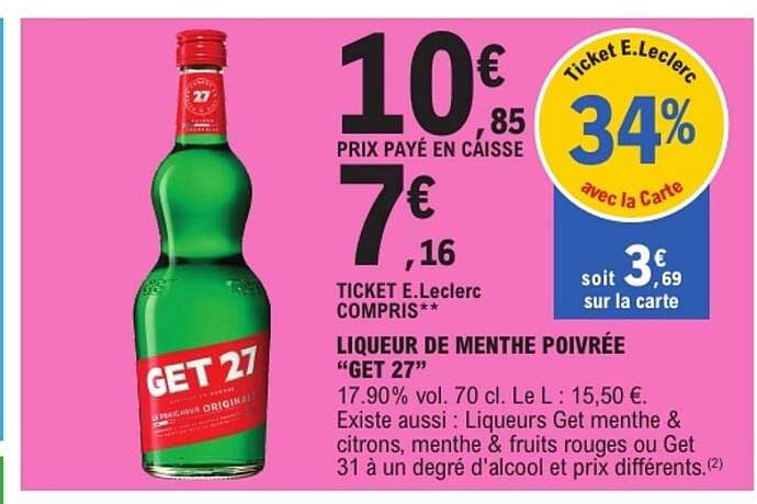 LIQUEUR DE MENTHE POIVRÉE “GET 27”