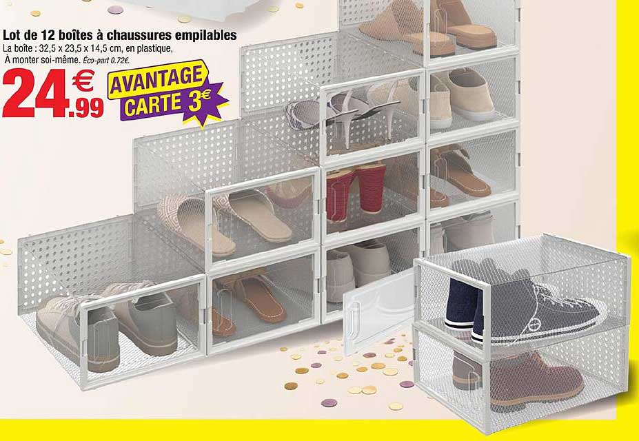 Lot de 12 boîtes à chaussures empilables