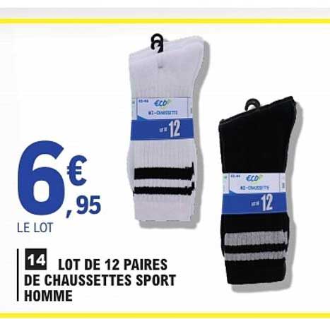 LOT DE 12 PAIRES DE CHAUSSETTES SPORT HOMME