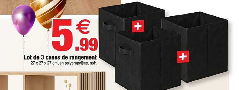 Lot de 3 cases de rangement