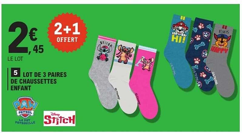 LOT DE 3 PAIRES DE CHAUSSETTES ENFANT
