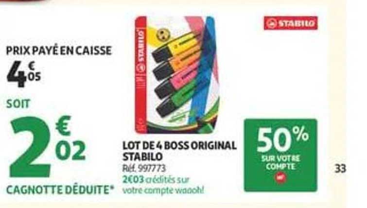 LOT DE 4 BOSS ORIGINAL STABILO