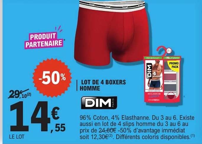 LOT DE 4 BOXERS HOMME