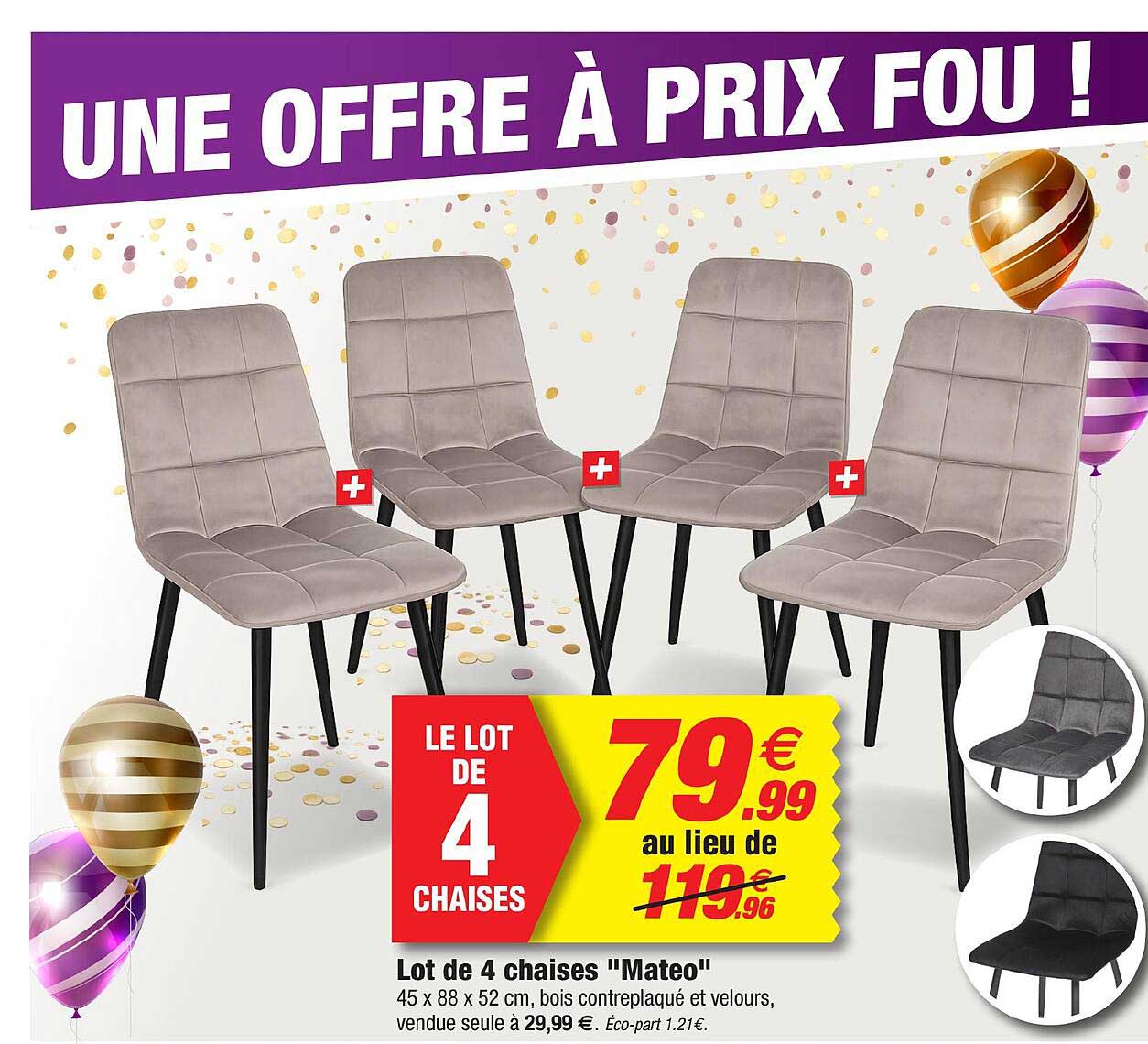 Lot de 4 chaises "Mateo"