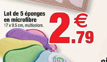 Lot de 5 éponges en microfibre 17 x 9,5 cm, multicolore.
