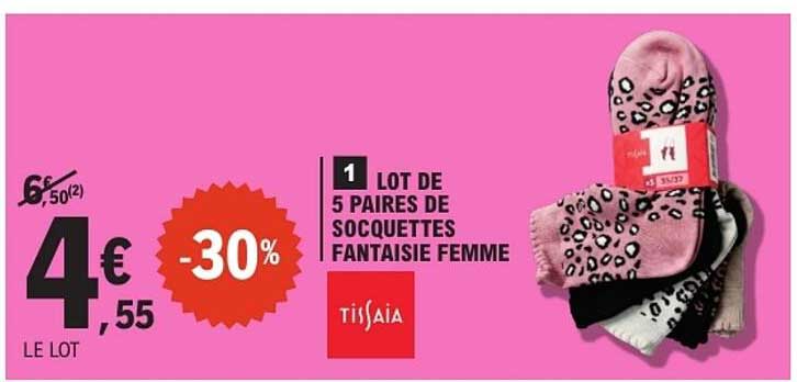 LOT DE 5 PAIRES DE SOCQUETTES FANTAISIE FEMME