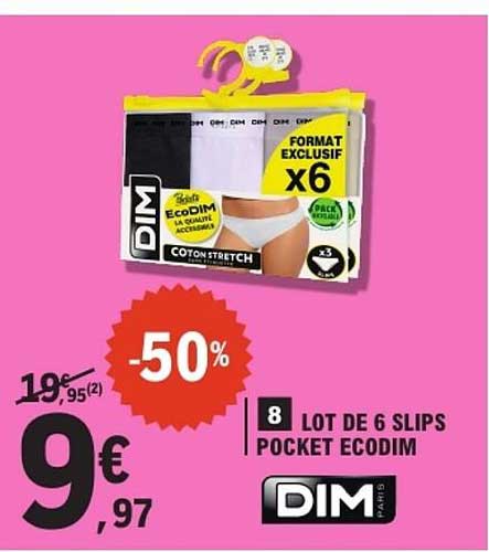 LOT DE 6 SLIPS POCKET ECODIM