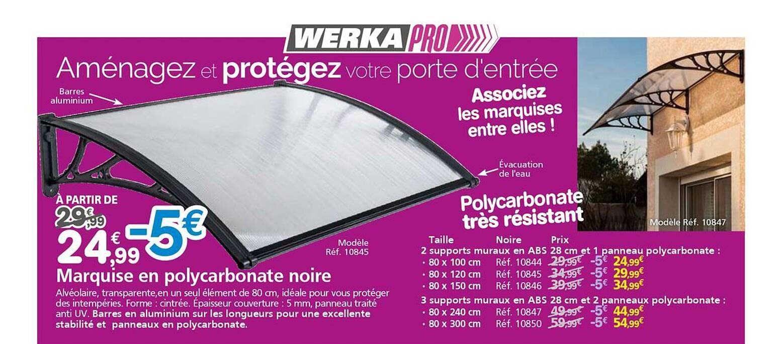 Marquise en polycarbonate noire