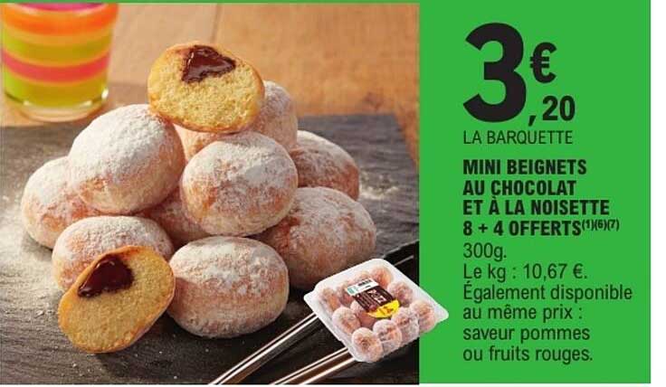 MINI BEIGNETS AU CHOCOLAT ET À LA NOISETTE 8 + 4 OFFERTS