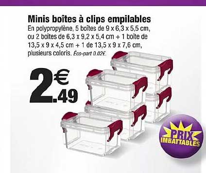 Minis boîtes à clips empilables
