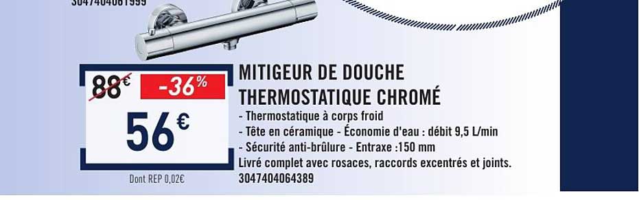 MITIGEUR DE DOUCHE THERMOSTATIQUE CHROMÉ